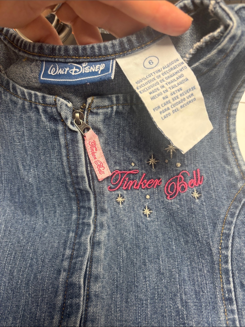 Vintage and Rare Disney Tinker Bell Girls' Denim Overalls and top/Size 6! Gorge!